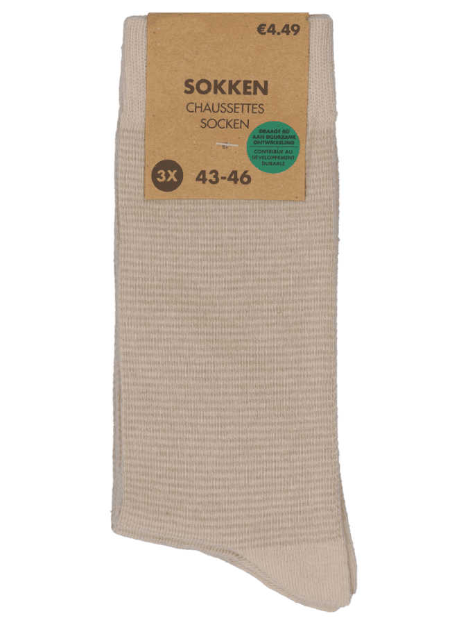 Heren sokken – 3 paar – beige, 39/42 - Wibra