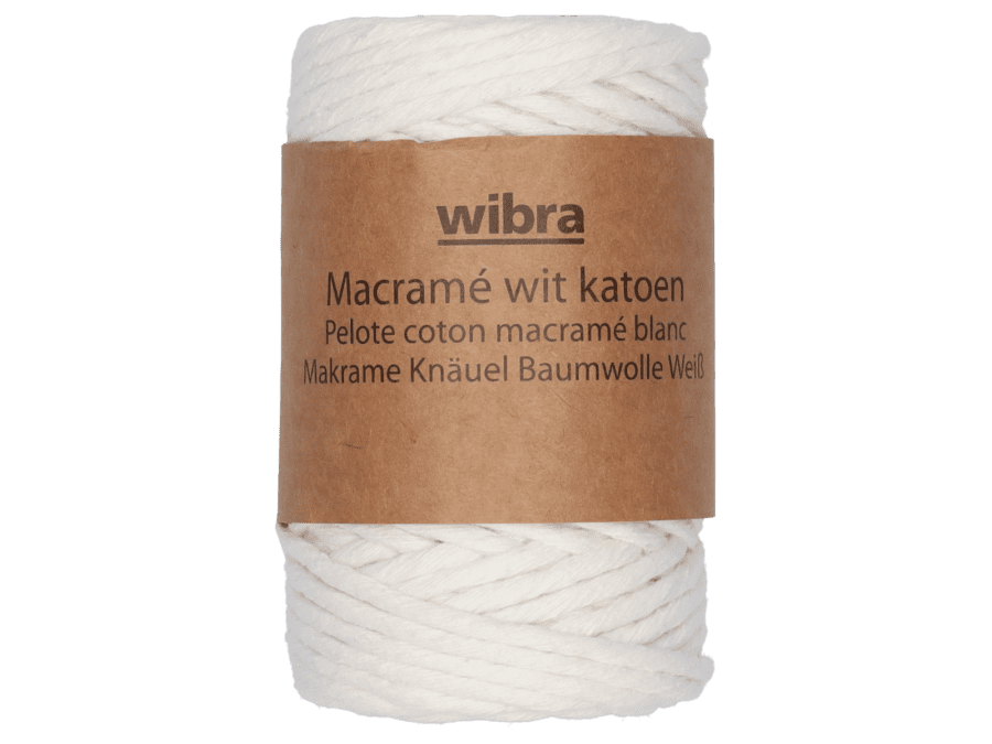 Cordon en coton macramé - blanc - Wibra
