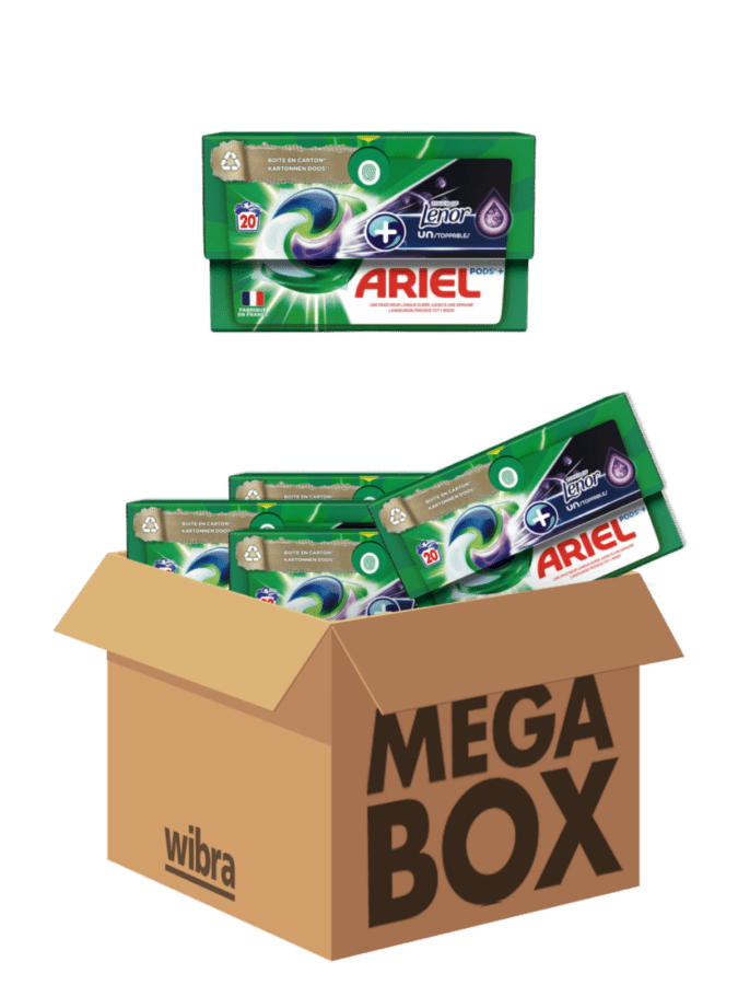 Ariel lessive + Lenor mégabox 80 capsules - Wibra