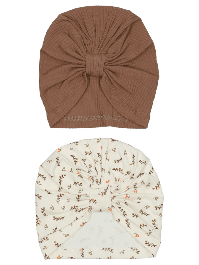 Bonnets bébé – lot de 2 – brun, 0-6 mnd - Wibra