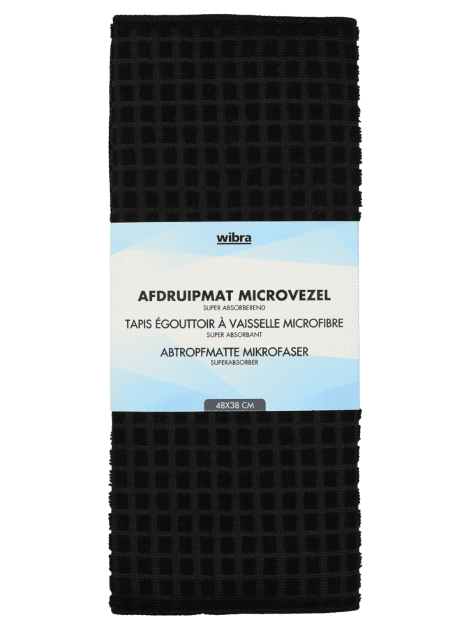 Tapis égouttoir microfibres – noir - Wibra