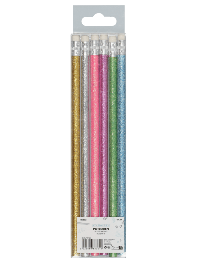 Crayons de couleur paillettes 6 pièces - Wibra