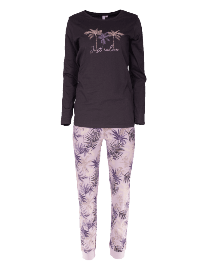 Pyjama femme palmiers – purple4, L - Wibra