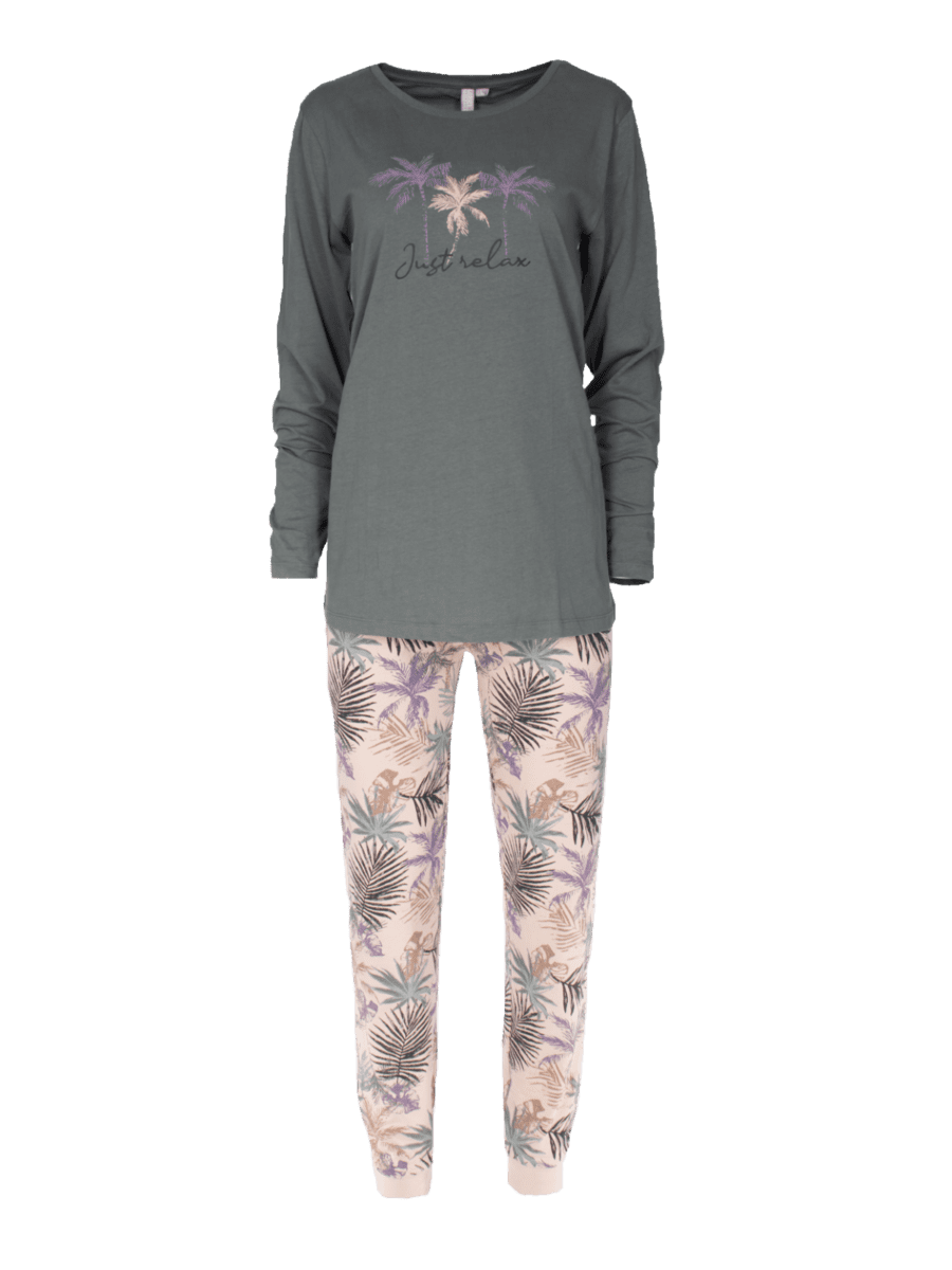 Pyjama femme palmiers – vert, L - Wibra