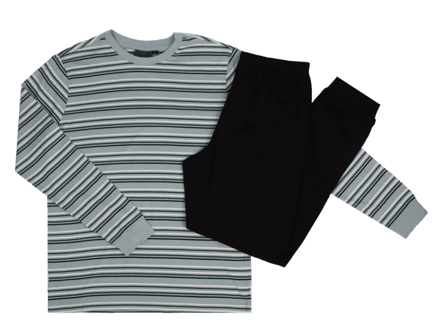 Pyjama rayé homme – noir, L - Wibra