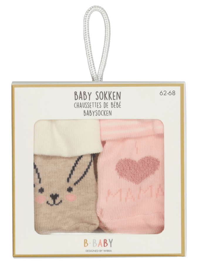 2-pack baby meisjes sokken new born – option 1, 50/56 - Wibra