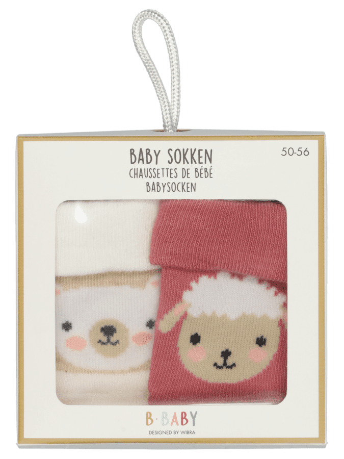 2-pack baby meisjes sokken new born – option 2, 50/56 - Wibra