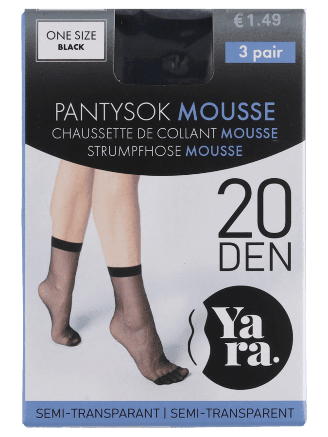 Socquettes fines noires 3 paires 20D - taille unique - Wibra