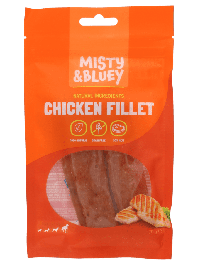Misty & Bluey friandises chien filet de poulet 70 grammes - Wibra
